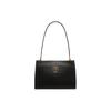 Emblem Fashion Casual Solid Color Grain Leather Tote Shoulder Bag Women Bags Black 6306504