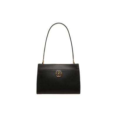 Bally Emblem Fashion Casual Solid Color Grain Leather Tote Shoulder Bag Women Bags Black 6306504