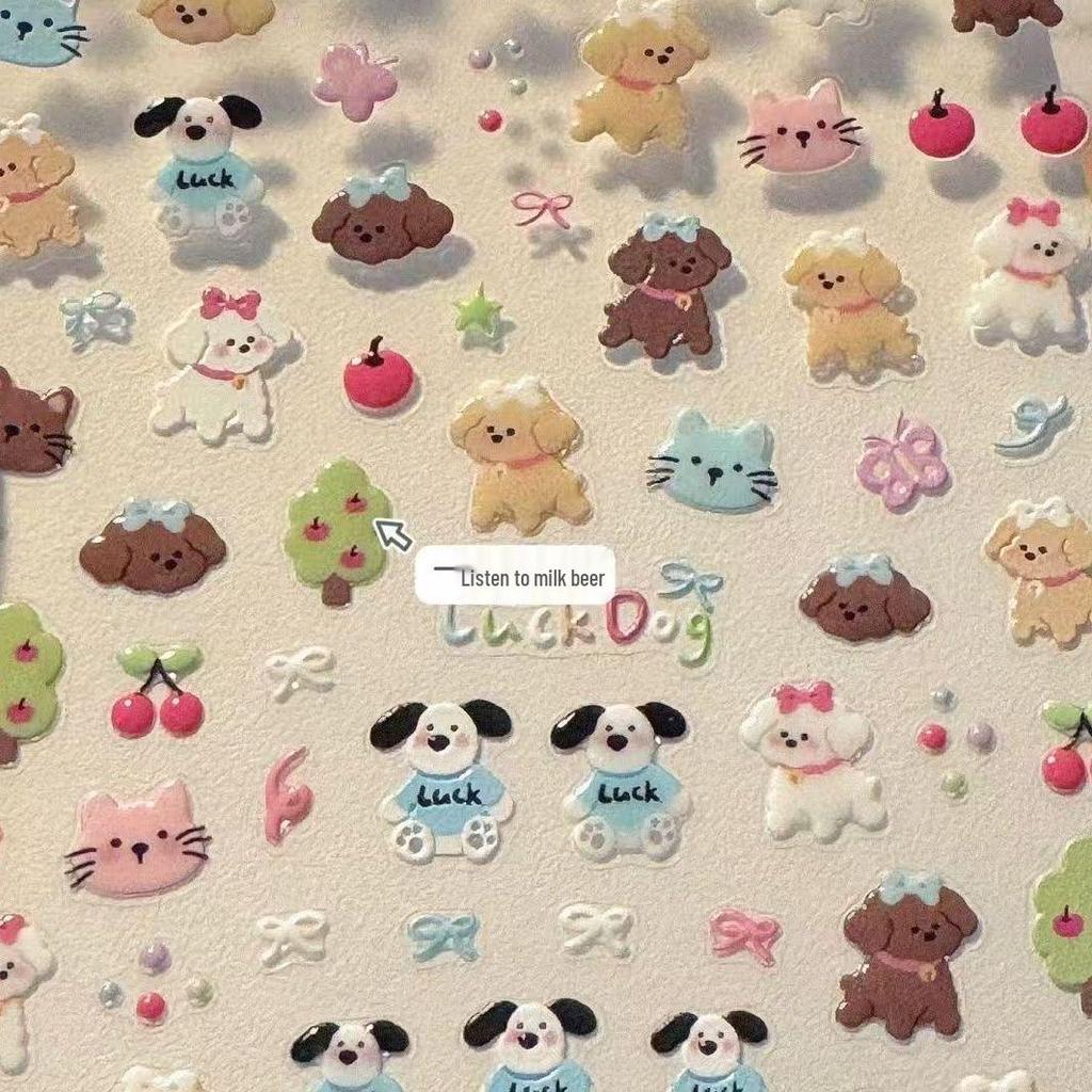 3D Cute Cartoon Animal & Bowknot Nail Art Stickers