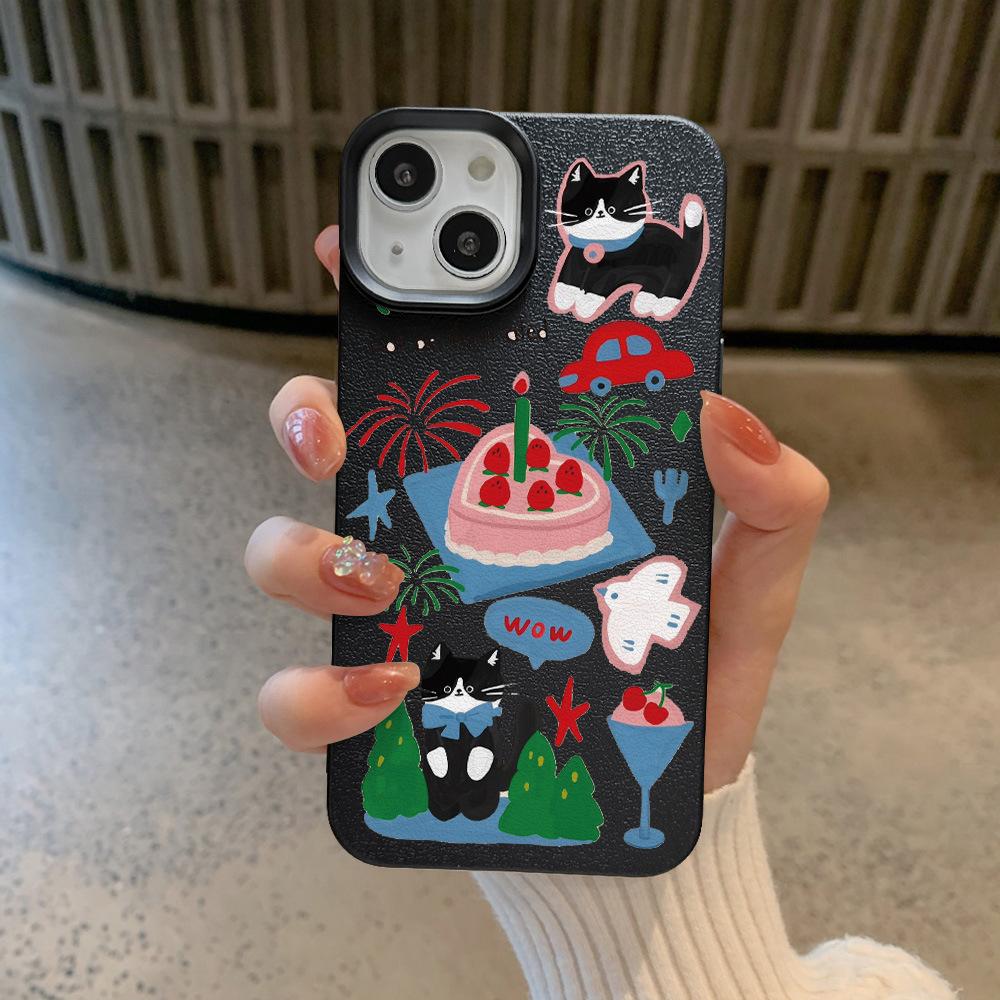 Strawberry Cake Cat for IPhone 16 Mobile Phone Case for IPhone15/14plus/13promax Silicone 12
