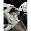 Men's Gray Retro Henley Sweater - Winter Knitwear, Lazy Style, Cleanfit Outerwear
