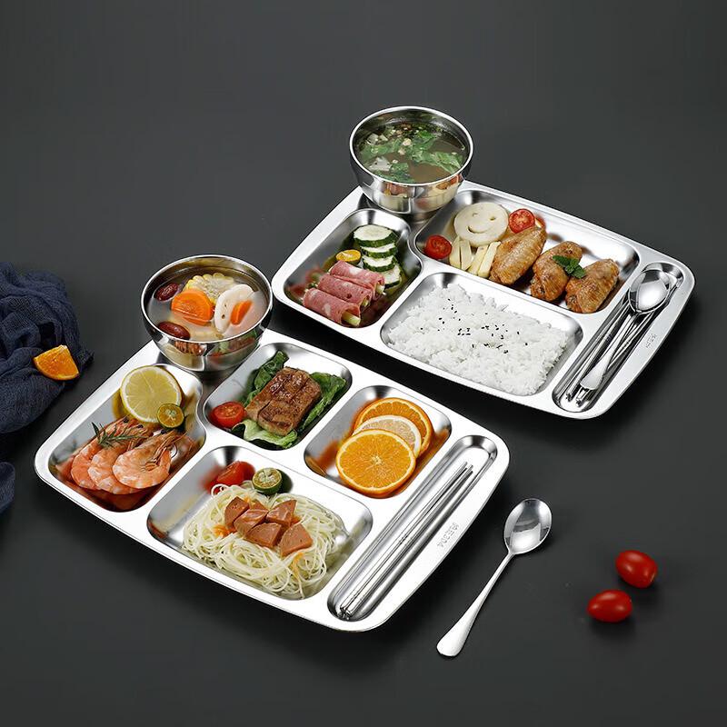 Dreyen 304 Stainless Steel 5-Compartment Divided Lunch Tray