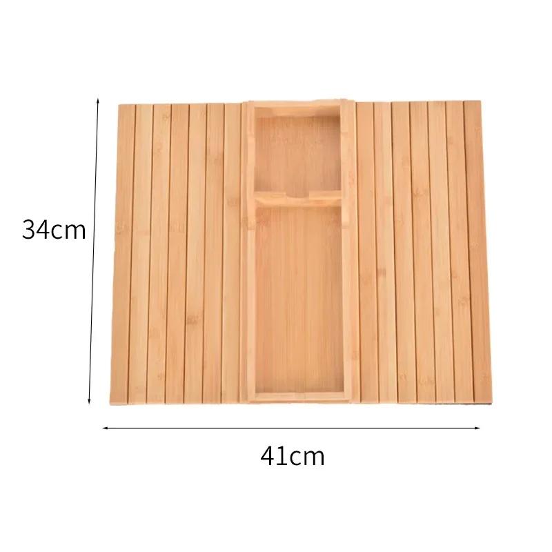 Fauler Sofalehnen-Tablett Natürliches Anti-Rutsch-Bambus-Sofaseiten-Aufbewahrungstablett Faltbar Massivholz Snacks und Leckereien Abendessenstablett