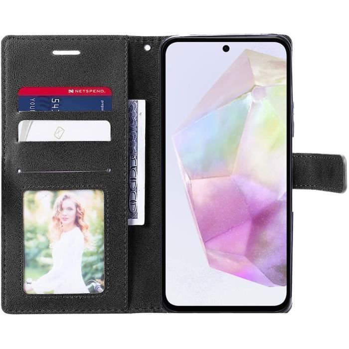 Coque de protection - BOOLING - pour Samsung Galaxy A35 5G - Bicolore - Simili cuir - Antichocs 360°