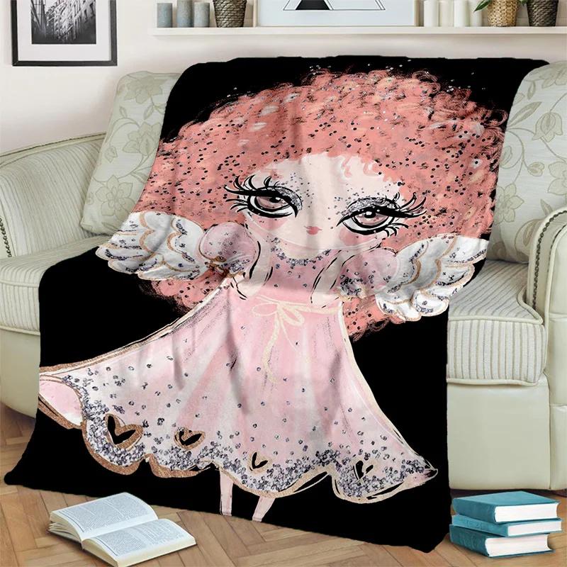 Cute Ballet Girl Ballerina Fairy Cartoon Blanket,soft Throw Blanket for Home Bedroom Bed Sofa Picnic Office Cover Blanket Kids