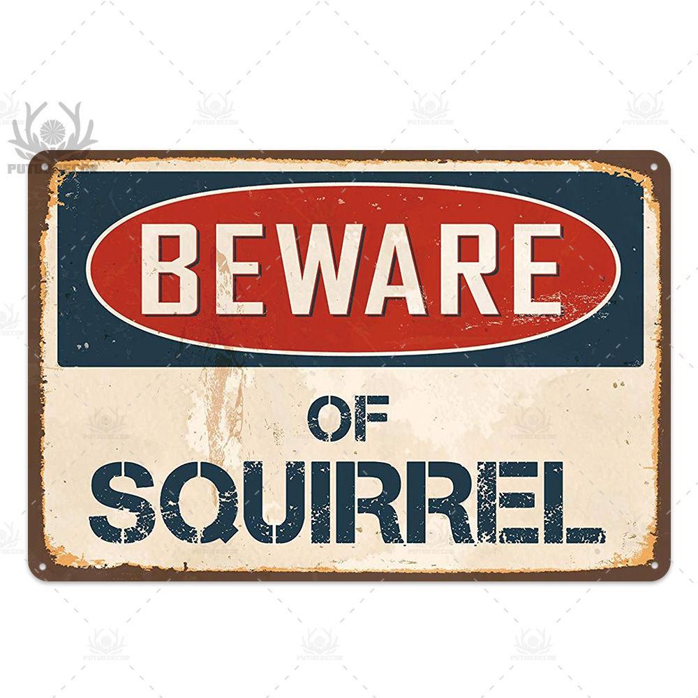 Putuo Decor Beware Vintage Tin Sign Funny Warning Danger Plaque Metal Wall Poster Painting for Room House Shop Bar Man Cave