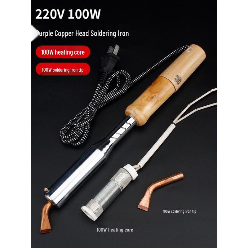 Professional Grade Electric Soldering Iron Set with Wooden Handle for Household and Electronic Repairs