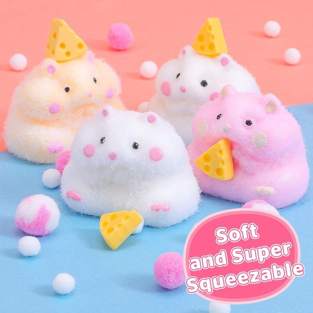 Novo Hamster Squishy de Subida Lenta Kawaii Textura Mochi Hamster Squishy Feito à Mão Peludo Taba Squishy
