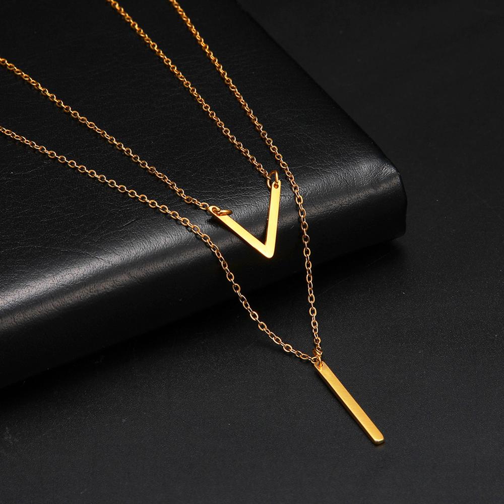LIKGREAT Multi Layers Bar Coin Pendant Necklace Moon Star Cross Neckchain for Women Stainless Steel Chain Choker Jewelry NotFade