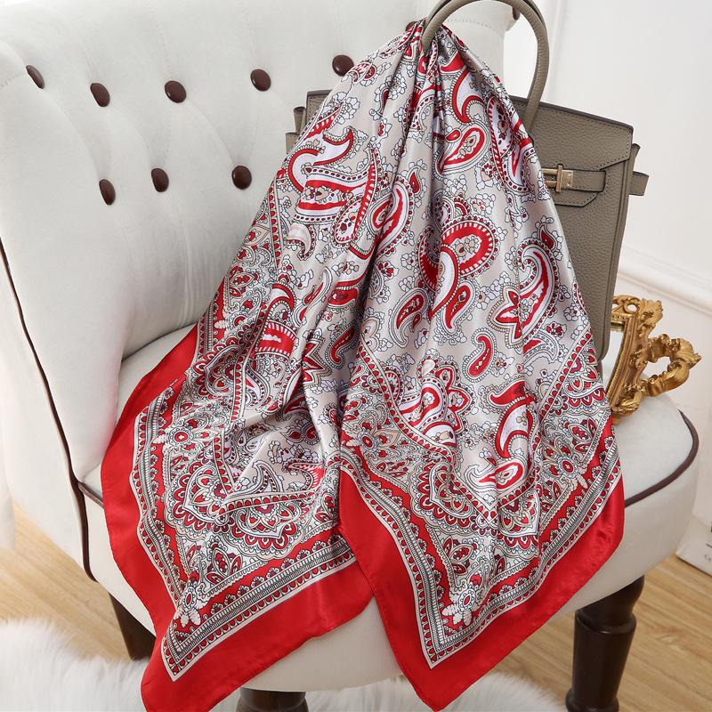 90 Square Scarves, Silk Scarves, Women's New Spring and Summer High-end Sense Versatile, Thin Scarves, Shawls Outside