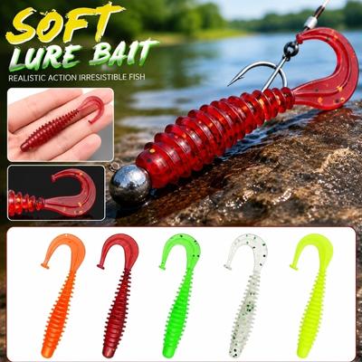 5 5cm Soft Fishing Lure 1g Curly Tail Worm Soft Bait for Micro Fishing Bass Whitebait Spiral Tail Artificial Bait for Freshwater Fish