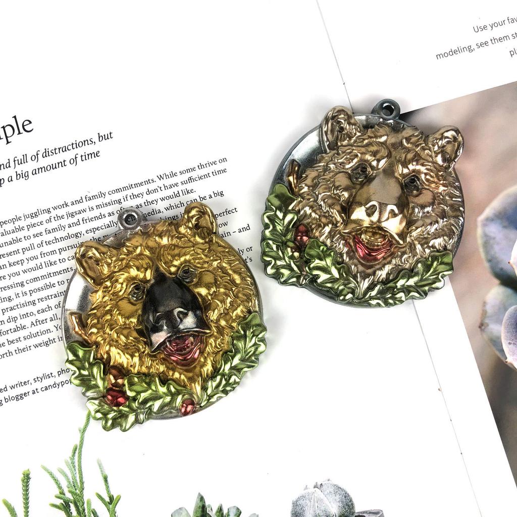 Silicone Resin Mold for Keychain Pendant Making Cute Cartoon Bear Head Epoxy Resin Mould for DIY Craft Accessories