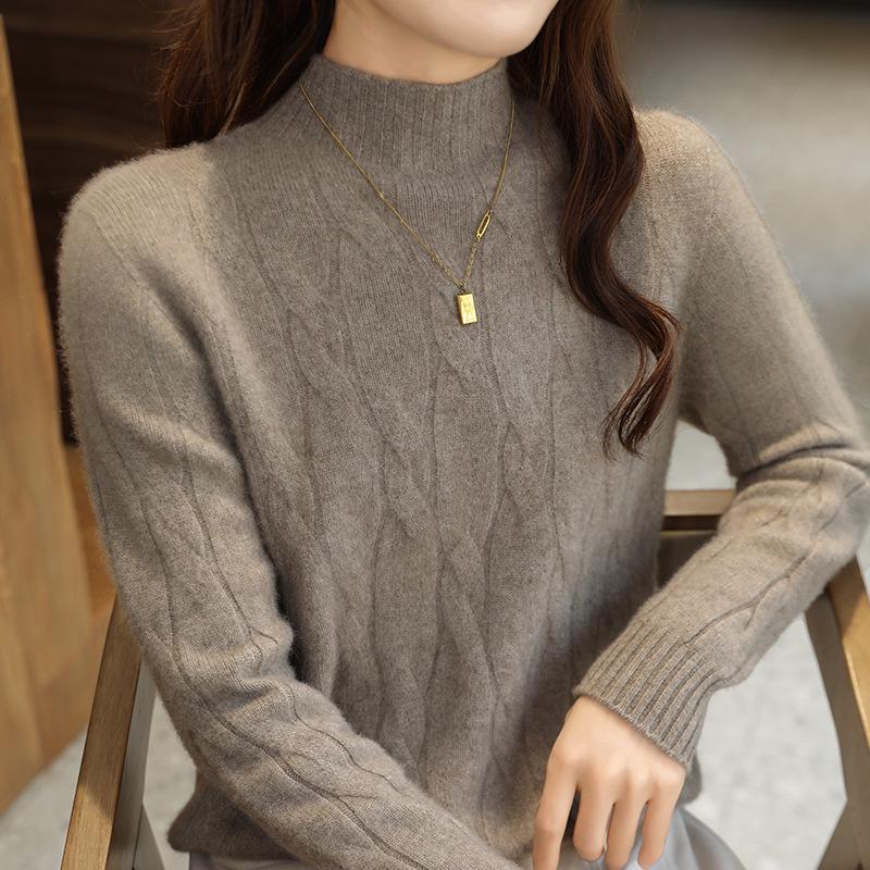 

Утепленный женский свитер полувысокой горловины из 100% шерсти для осени/зимы M (100-110 jin)