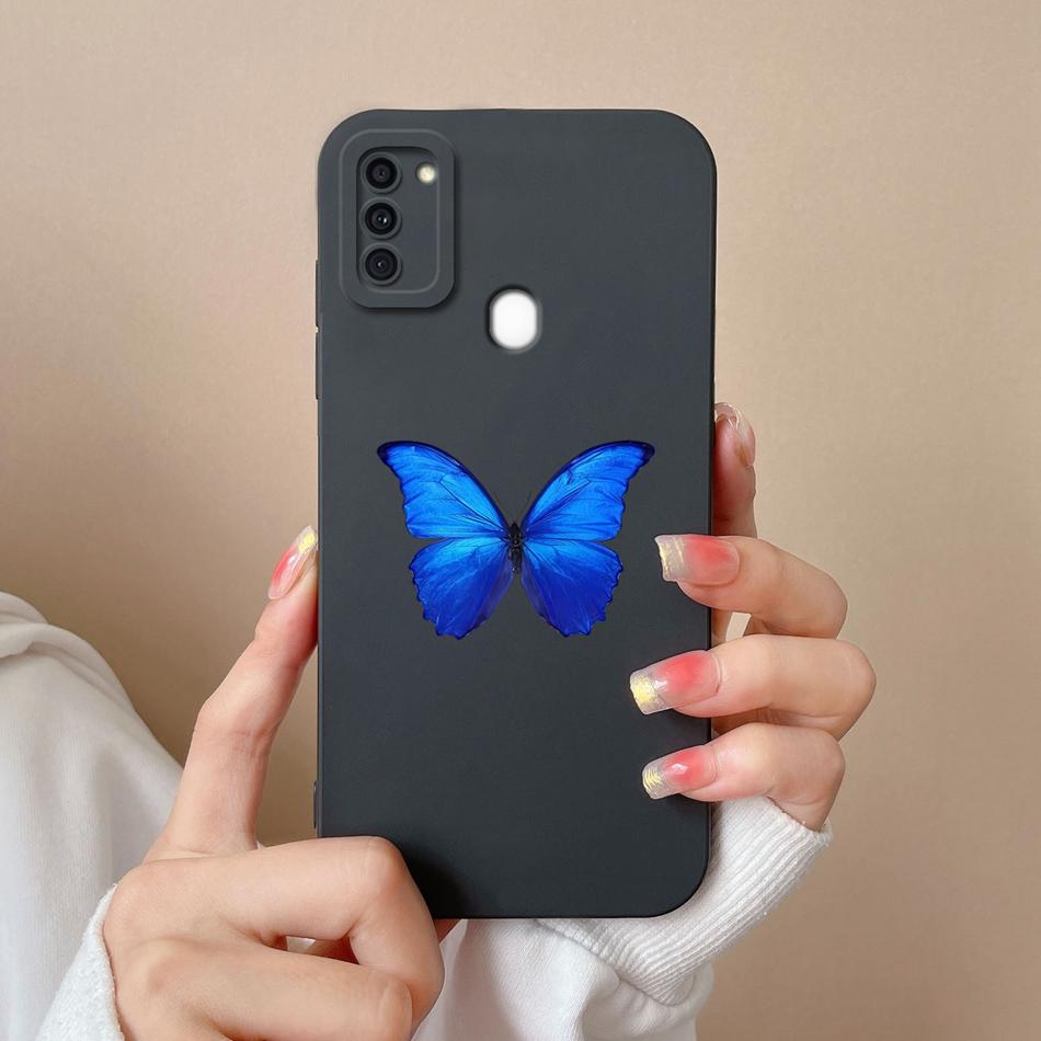 For Samsung A11 Phone Case Cute Butterfly Soft Liquid Silicone Camera Protection Back Cover For Galaxy A 11 Funda Capa Protector