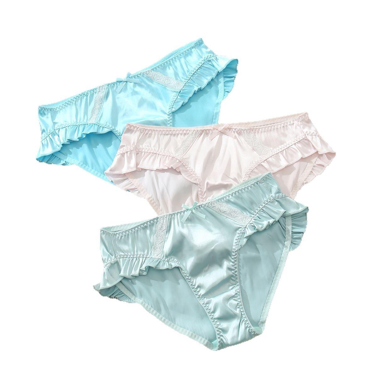 3pcs Women s Summer New Low-Rise Panties, Japanese Style Cute Sweet Breathable Sexy Lace Triangle Briefs S