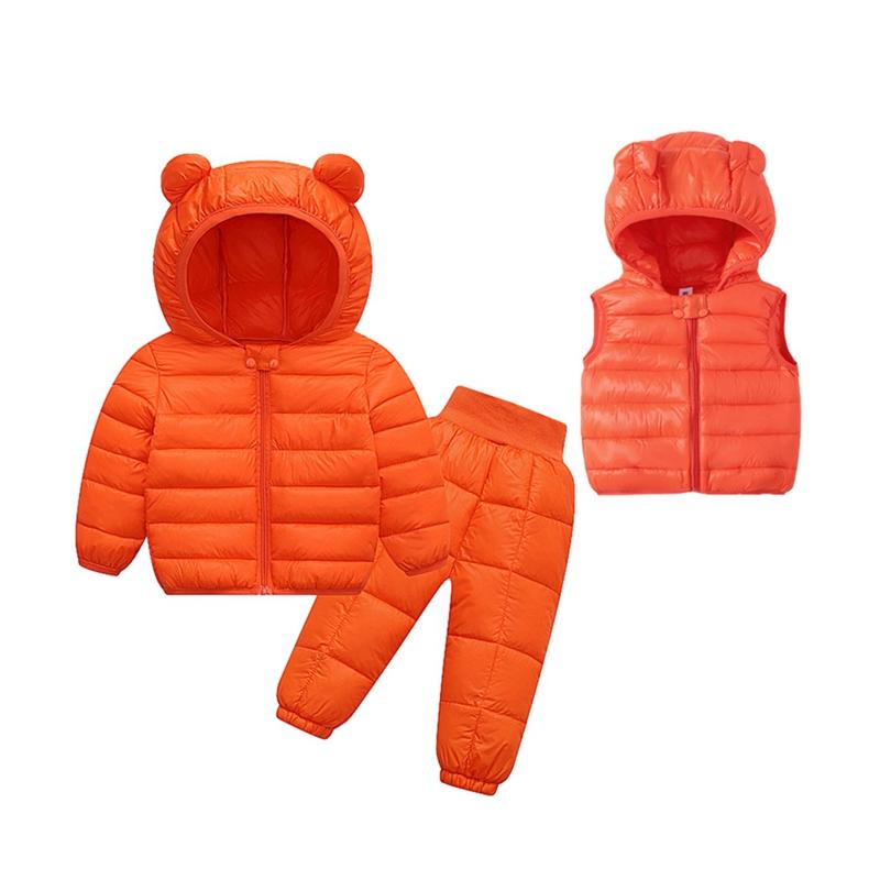 Toddler Baby Autumn Winter Clothes Set Hooded Coat and Vest and Pants