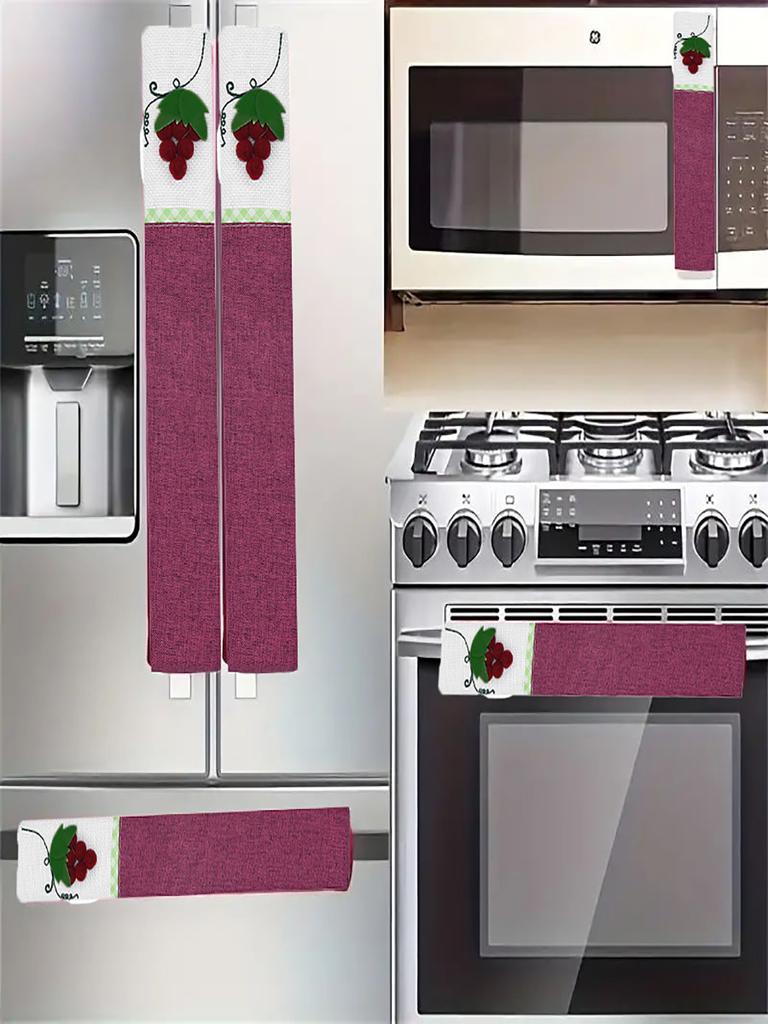 3pcs/set Cotton Refrigerator Door Knob Cover Home Decor Oven Door Handle Cover Handles Anti Skid Protector Gloves