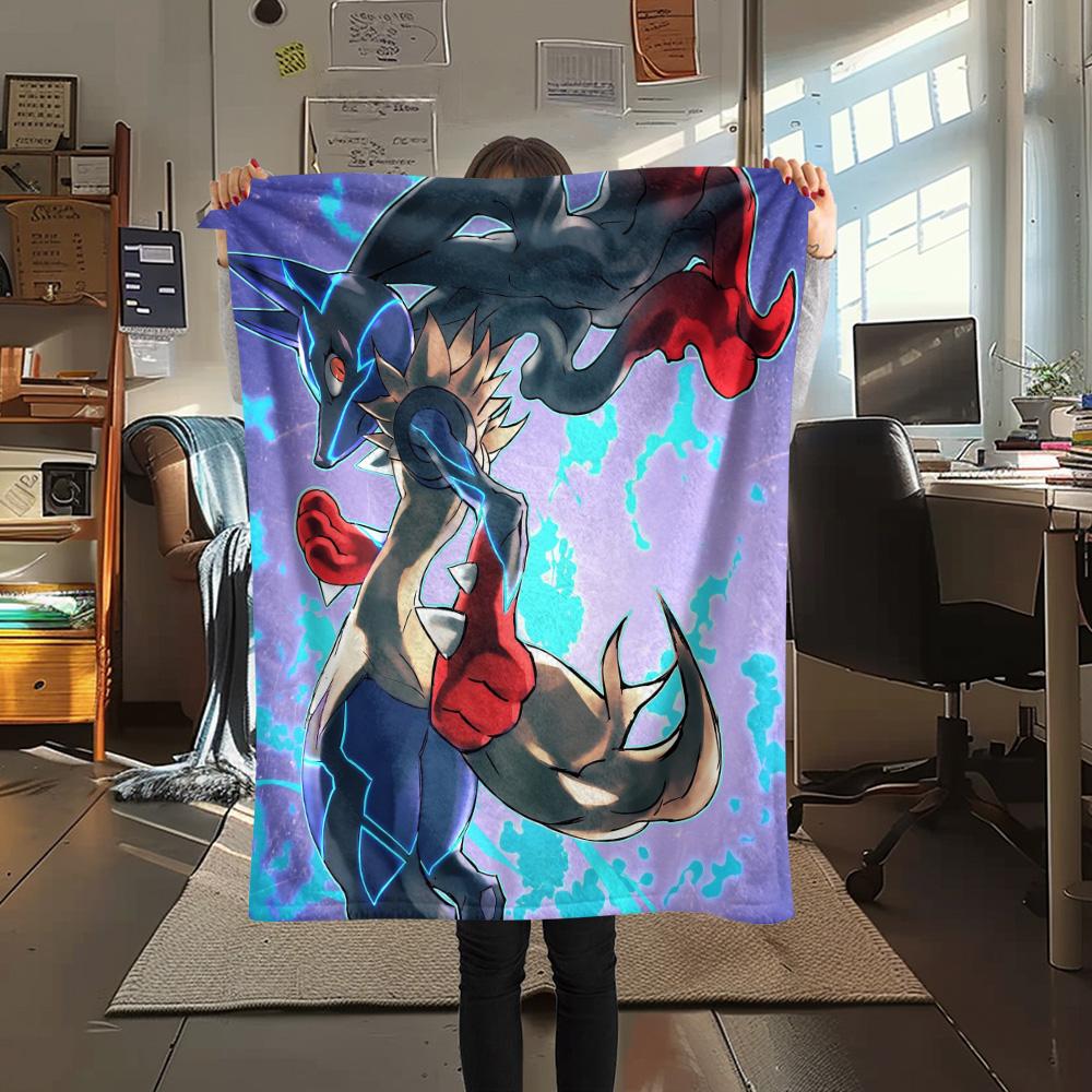 Lucario 2 Print Flannel Blanket, High quality Comfortable for All Seasons, Home Decor, Warmth and Comfort