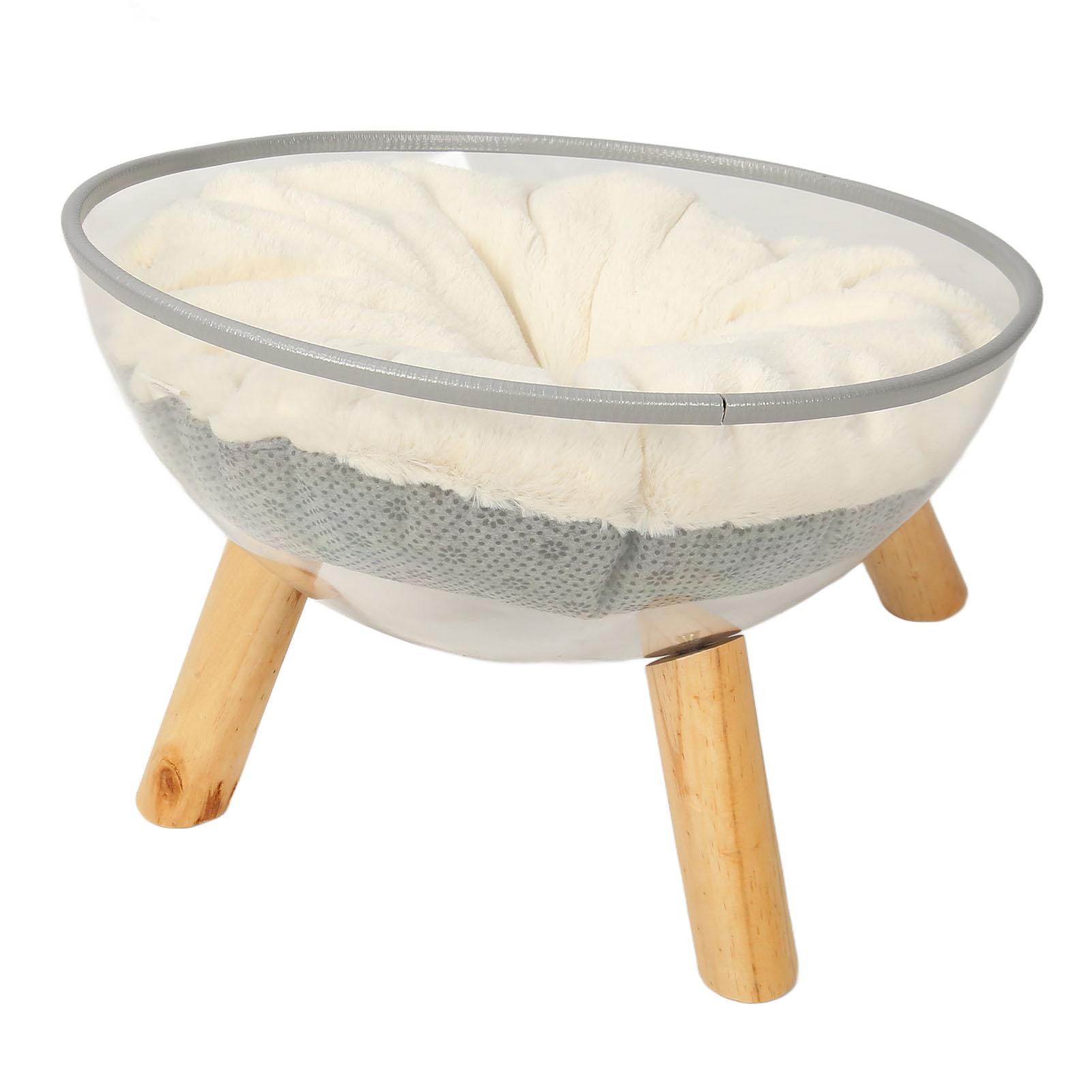 

Clear Capsule Cat Bed Stable Safe Durable Stylish Wood Elevated Transparent Cat Bed with Cushion for Kitten