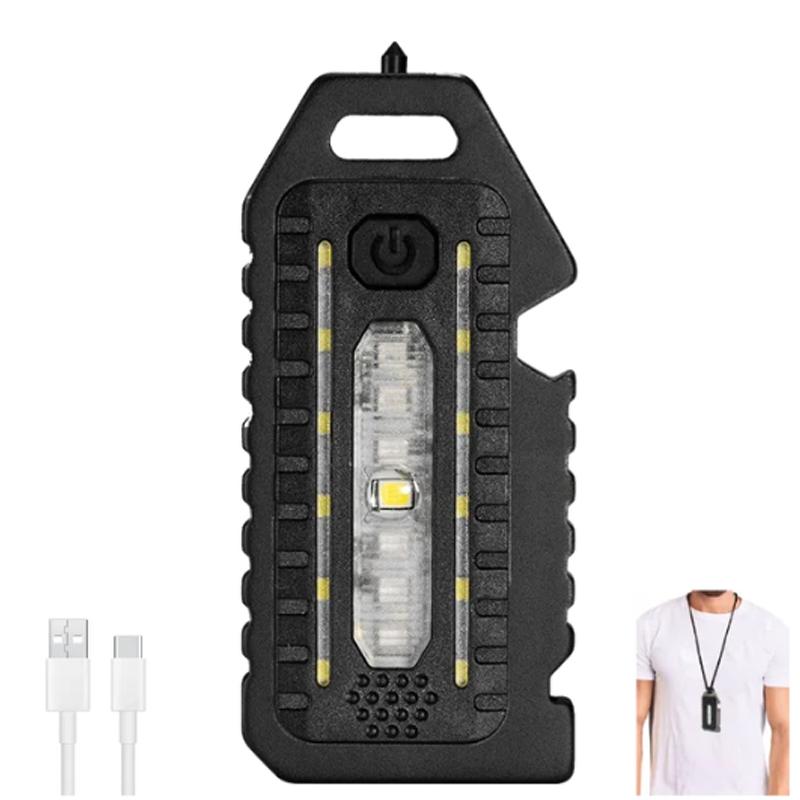 Mini Led Flashlight Multifunctional Portable Pocket Keychain Light Warning Safety Torch Bike Tail Lamp Outdoor Camping Lantern