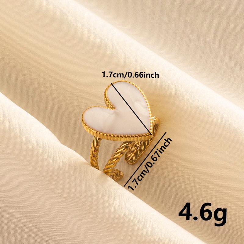 Bohemian Gold Color White Enamel Open Rings Luxury Irregular Stainless Steel Adjustable Finger Ring Women Charm Jewelry Gifts