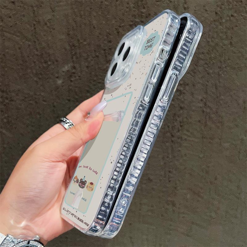 Card Slot Holder Silicone Wallet Pocket Case For Xiaomi Redmi Note 13 14 Reno 12F 13F iPhone 16 17 Samsung S23 S24 S25 Ultra Cover Clear Phone Bumper