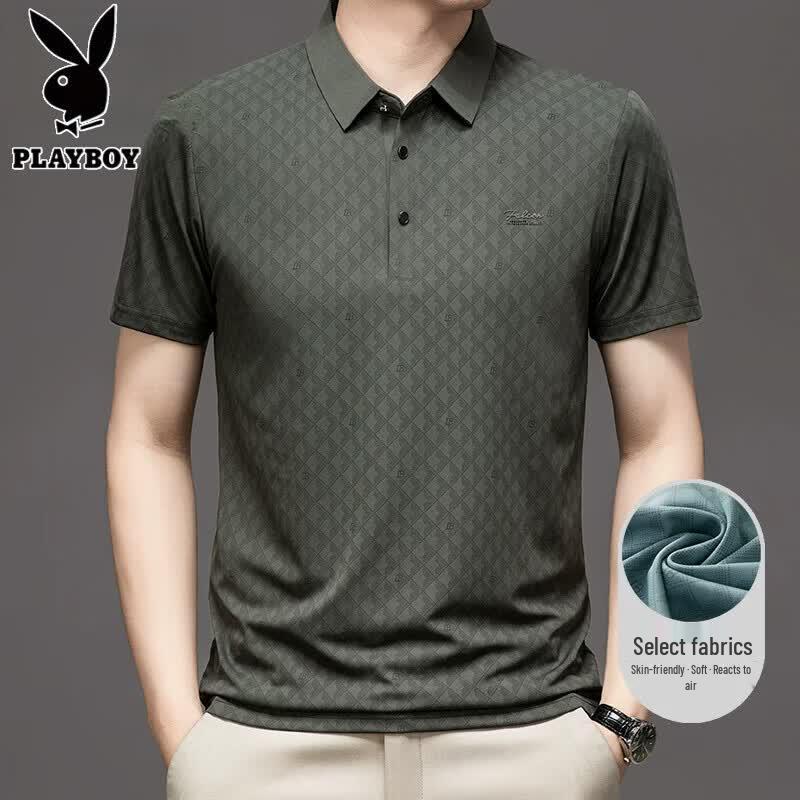 PLAYBOY Men s 2026 Ice Silk Short Sleeve Polo T-Shirt L