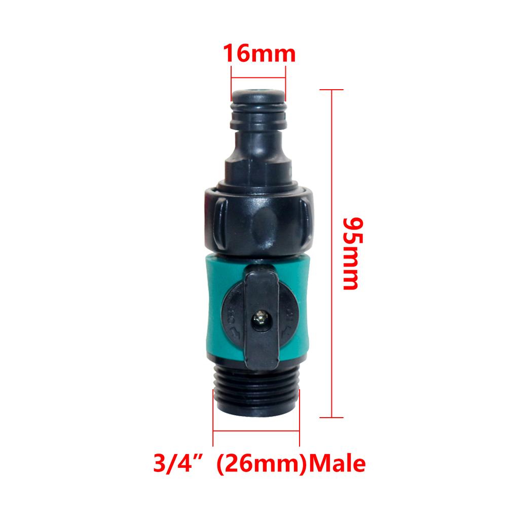 Shut Off Valve with Nipple Butt Quick Connector 3/4" US Thread Agriculture Garden Irrigation Watering Prolong Hose Adapter