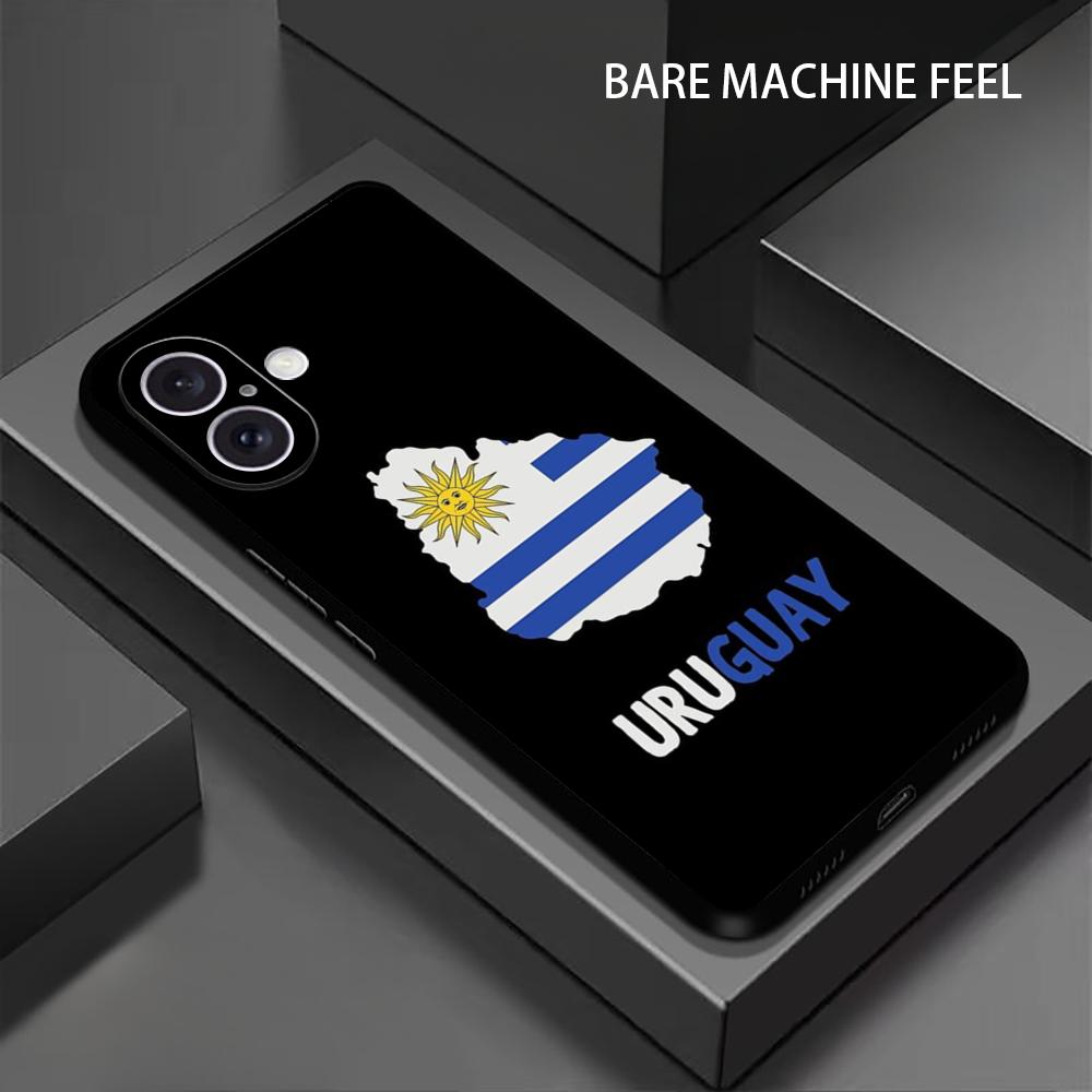 Uruguay flag ins Phone Case For iPhone 16 16e 15 14 13 12 11 XS XR Plus Mini Pro Max Soft black Shockproof Cover