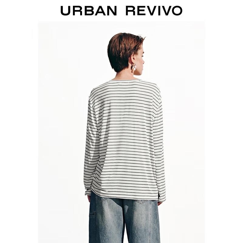 UR Women's Casual Color-block Striped Long-sleeved T-shirt