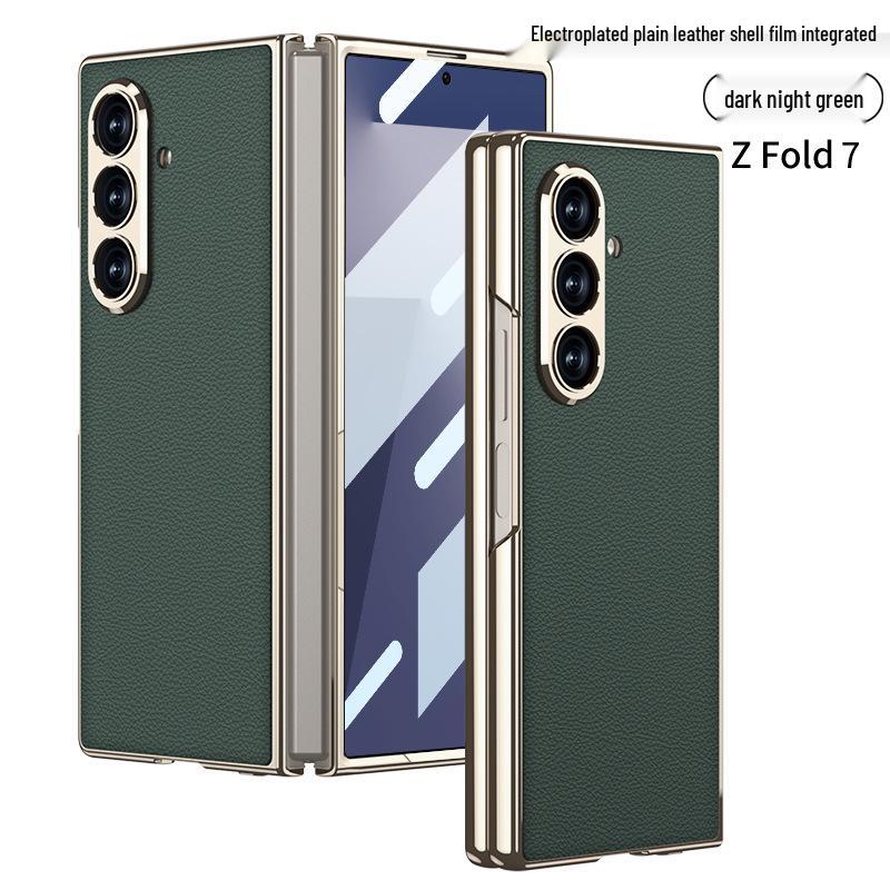 Solid Color Electroplated Leather Case for Samsung Z Fold7