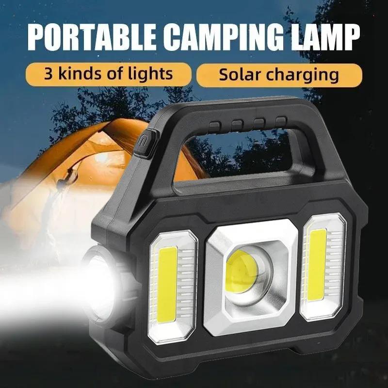 High Power Led Flashlights Rechargeable Camping Work Light Multi Functional Portable Light Solar Charging 6 Lighting Modes