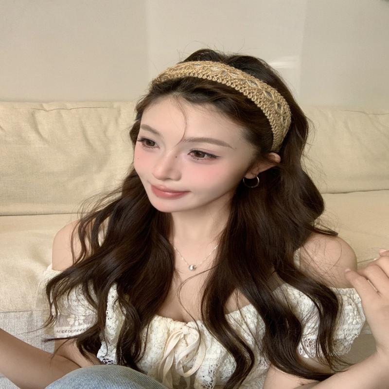Beach Straw Weaving Cross Knotted Headband Women's Handmade Weaving Hair Band Bohemian Wide-brimmed Hair Hoop Hair Accessories
