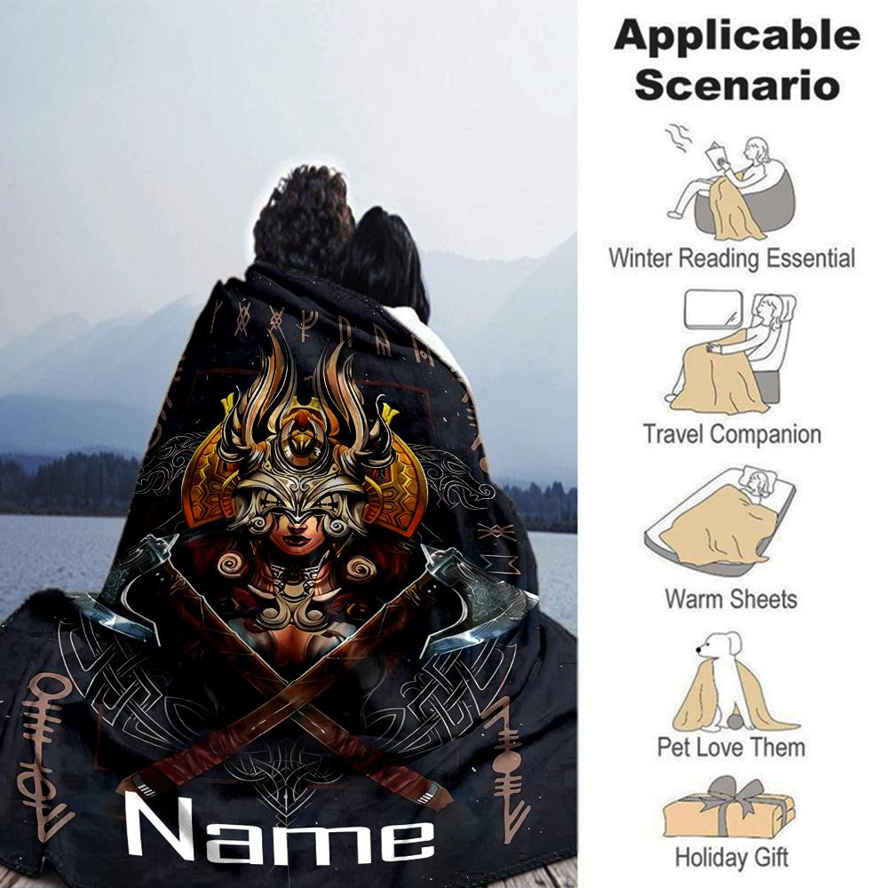 Customiz Name Personality Viking Sign Blanket Soft &Warm Sofa Office Bed Travel Lunch Break Blanket, Gift Suitable All Seasons