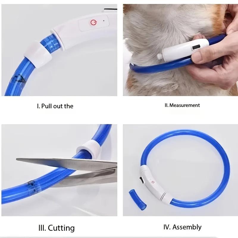USB-wiederaufladbarer Glasfaser-Halsband Haustier Hund LED-Licht-Halsband Leuchtendes Anti-Verlust Hundehalsband USB-wiederaufladbares Hundehalsband Halsband