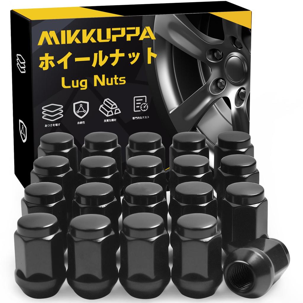 MIKKUPPA Wheel Nuts M12 x Taper Seat Length 35 mm Steel 19HEX For and Suzuki Passenger Cars and Light Vehicles Set of 20 Black Lug Nuts P1.25 60°
