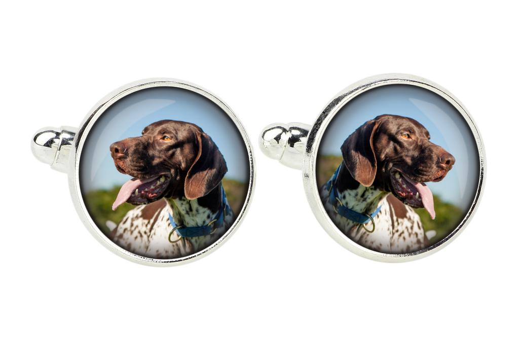 English Pointer - cufflinks and tie with your photo, a suit decoration, men's jewelry from the Art-Dog brand.
