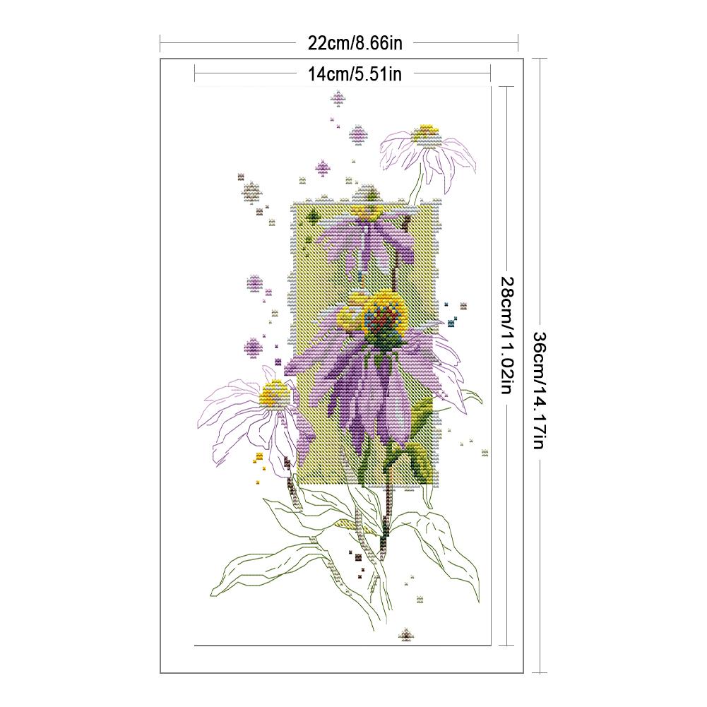 Частичная вышивка Эко-хлопок 14CT Печатный Цветок Вышивка крестом