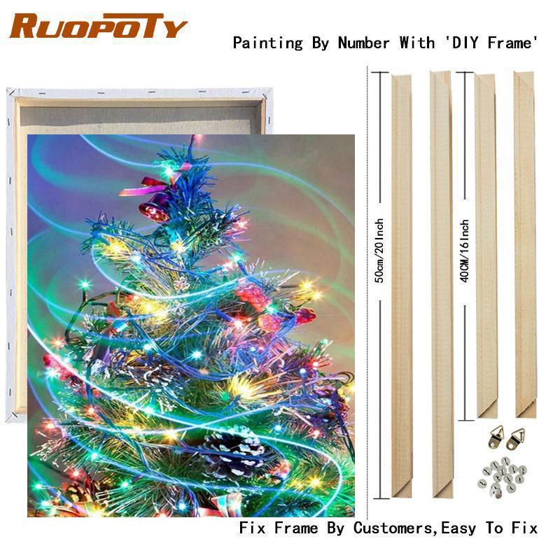 Frame Painting By Numbers For Starter Kit Christmas Gift Tree Wall Art Picture Acrylic Paint On Numbers For Home Decors 40x50