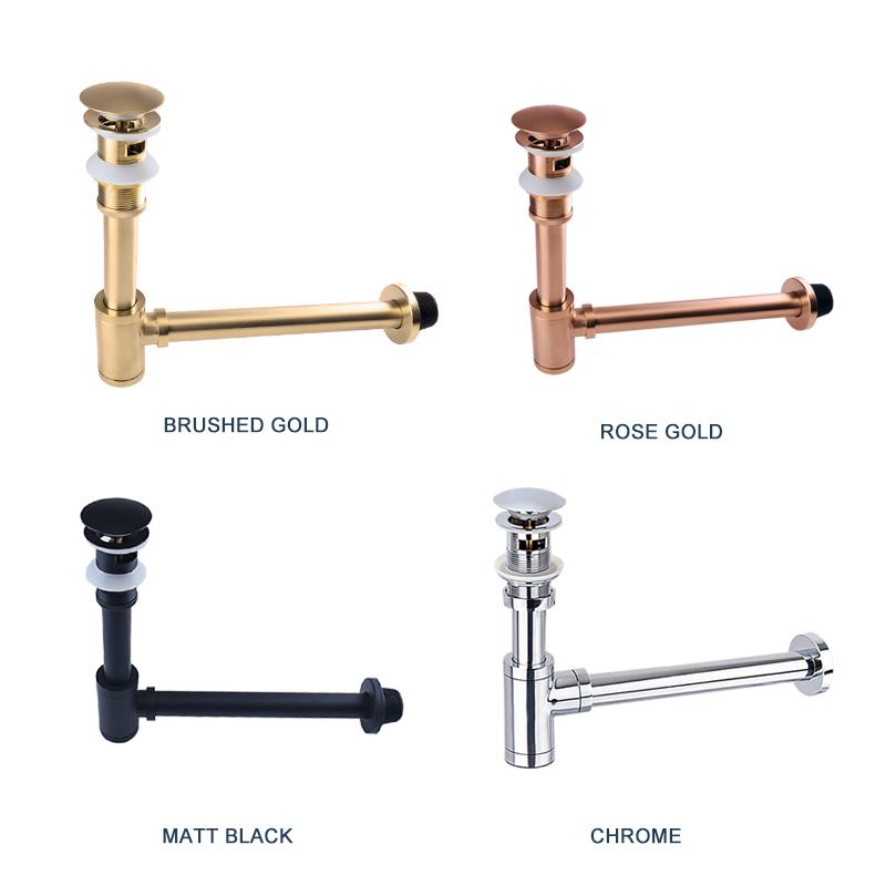 Badezimmer Siphon Spülbecken Abflussrohr Messing Geruchsverschluss Abfallflasche Trap Schwarz Gebürstet Gold Chrom Pop-Up Abflussstopfen Roségold