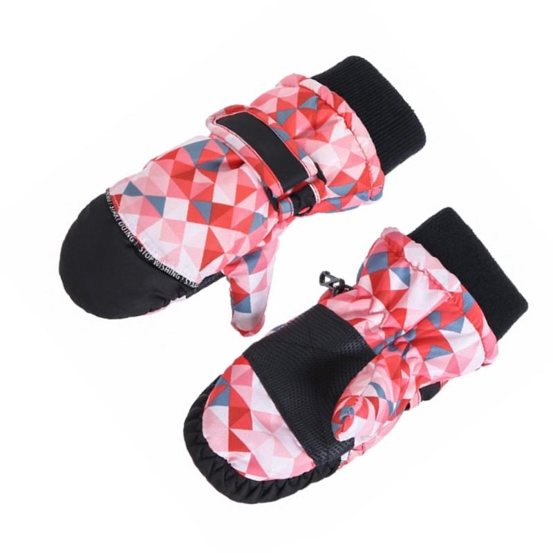 3-5Y Waterproof Kids Ski Gloves Winter Cycling Gloves Anti-Slip Gloves Warm Thick Fleece Snowboarding Mittens Gloves