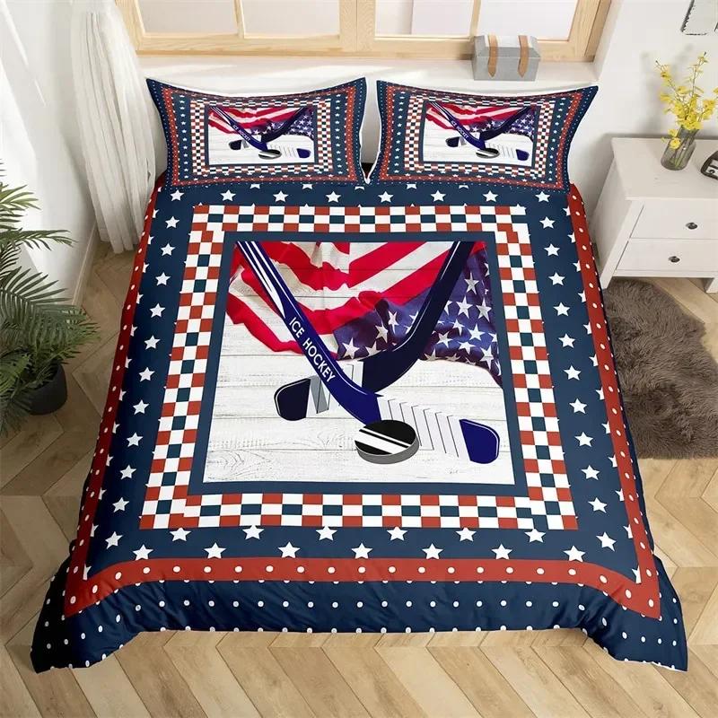 Ice Hockey Duvet Cover Hockey Comfortable Duvet Quilt Cover Pillowcase Bedding Set Children Bedroom Decoration Home Textile