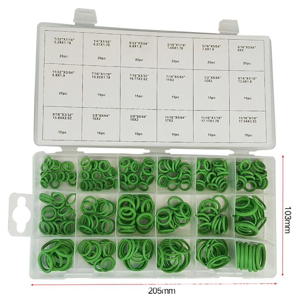 270Pcs 18 Sizes Rubber O Ring Car Auto Vehicle Repair Air Conditioning Compressor Assortment Kit with Plastic Box