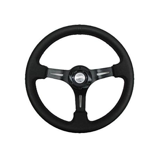 Fortune D1 SPEC DEEP60 Deep Cone Steering Black Wheel, 34.5mm Diameter, Stitching, DSC-60345BK