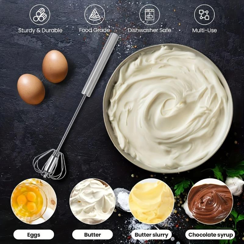 Frusta per Uova in Acciaio Inossidabile Durevole Miscelatore Semiautomatico per Mescolare Senza Sforzo Uova e Panna, Mescolare e Sbattere per la Cottura in Cucina
