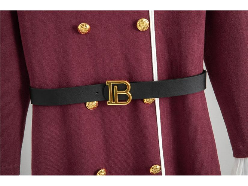 Autumn 2025 Fragrant Style Lapel Flared Sleeve Knitted Midi Dress