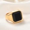 Stainless Steel Ring Trendy Fashion Minimalist 13MM Square Diamond Inlaid Elegant Unisex Band