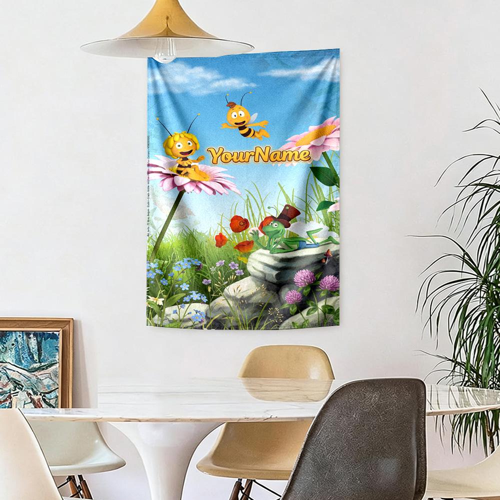Biene Maja Custom Your Name Wall Decor Tapestry Art For Pet Memorial Birthdaywedding Party Backdrop Family Gift