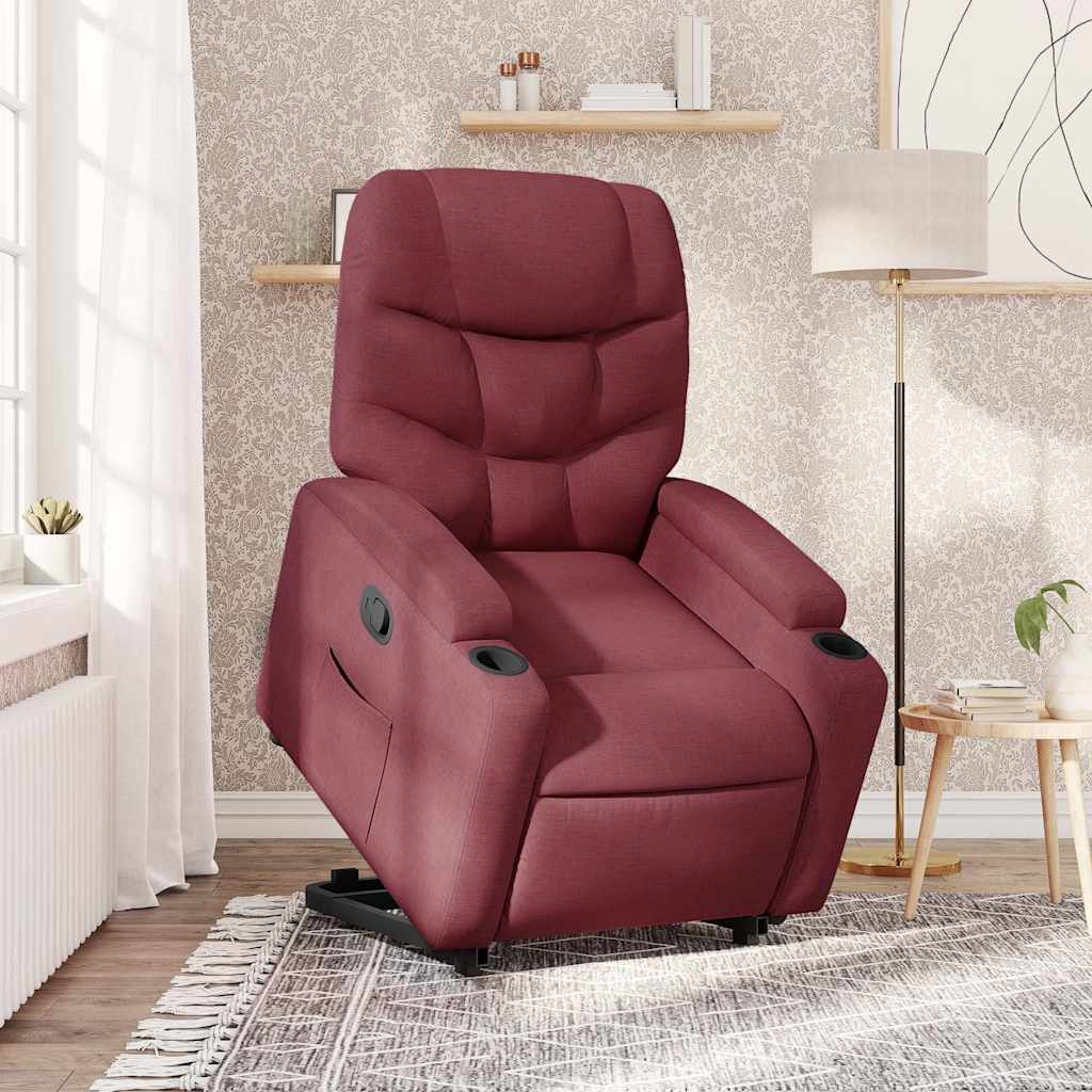 Recliner Chair with Lift Assist Burgundy Fabric