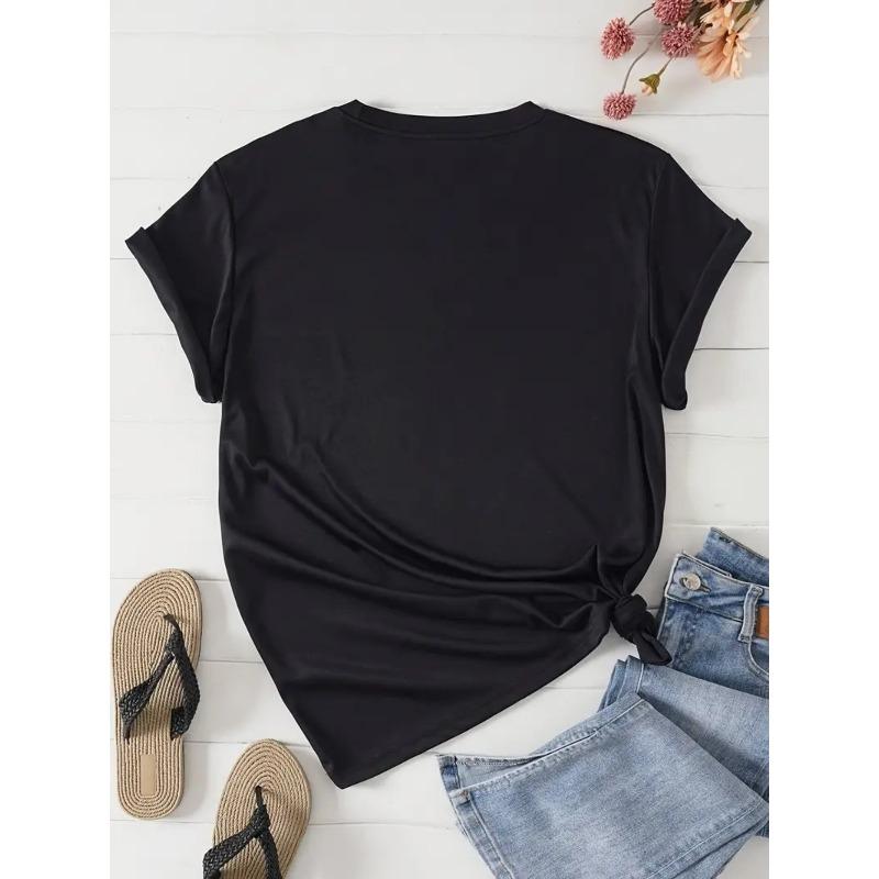 European sizes Women'S Casual Short Sleeve T-Shirt with Vibrant Butterfly & Rose Print - Soft Crew Neck, Perfect for Casual Attire, Everyday Tshirt